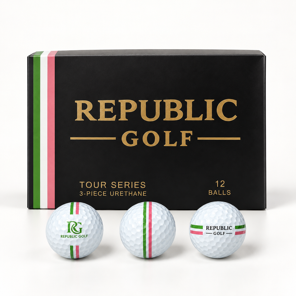 Republic Golf Tour Series golf balls and 12-ball box